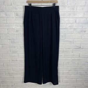 Halara Flex Micro Waffle Wide Leg Pants Womens Size L Black Pleated Career